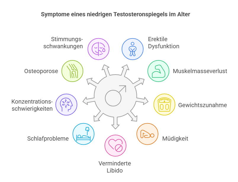 Symptome eines niedrigen Testosteronspiegels im Alter - Grafik