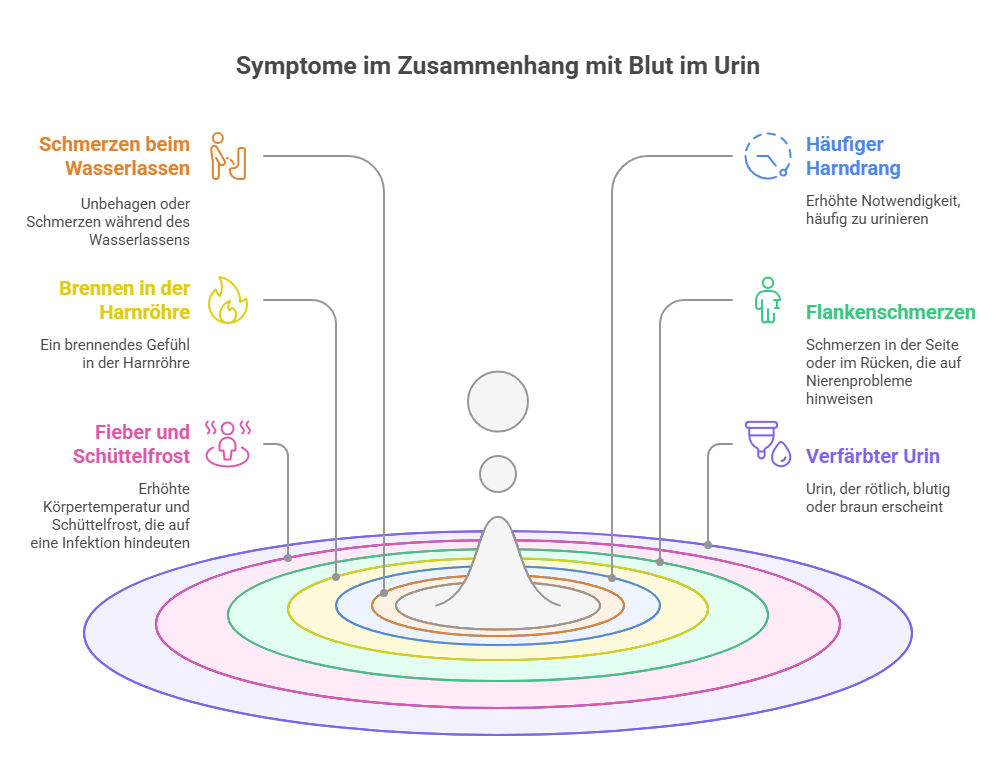 Symptome, auf die Männer im Zusammenhang mit Blut im Urin achten sollten - Grafik