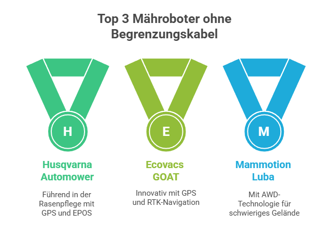 Die besten Mähroboter ohne Begrenzungskabel - Grafik