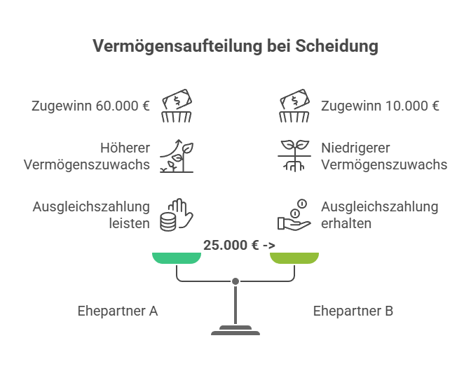 Vermögenswert Aufteilung bei Scheidung_ Wie der Zugewinn berechnet wird - Grafik