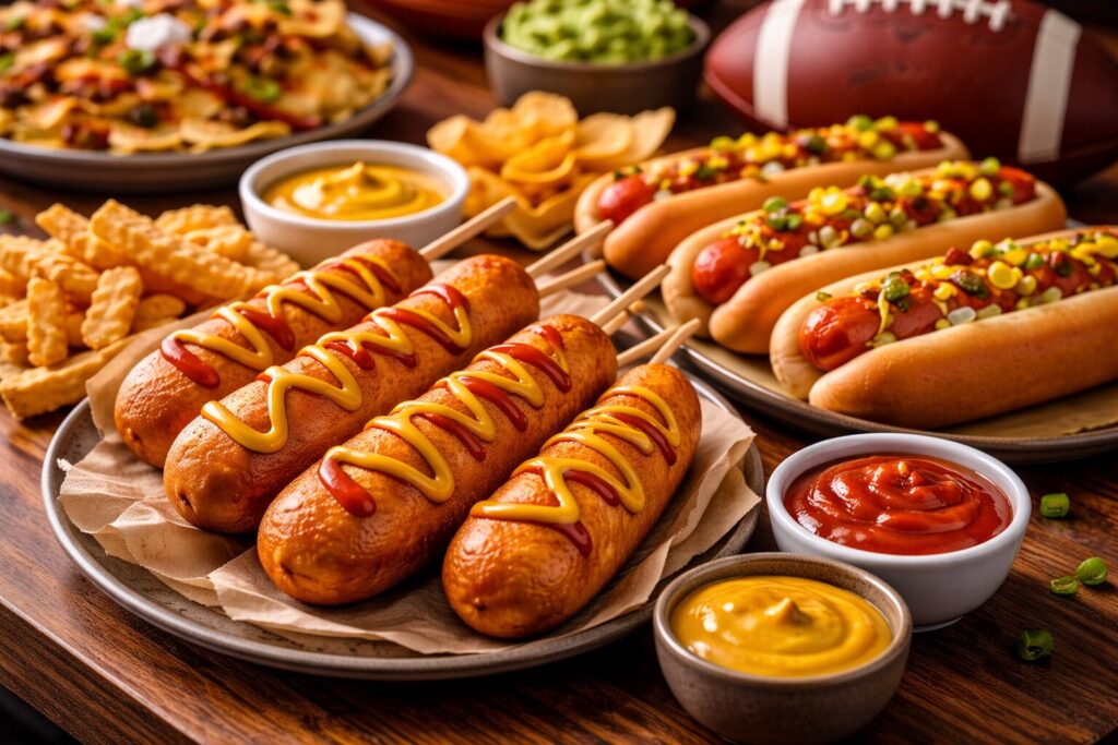 Super Bowl - Corn Dogs und Hot Dogs zum Essen