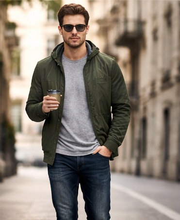 Grau und Olivgrün für die Freizeit