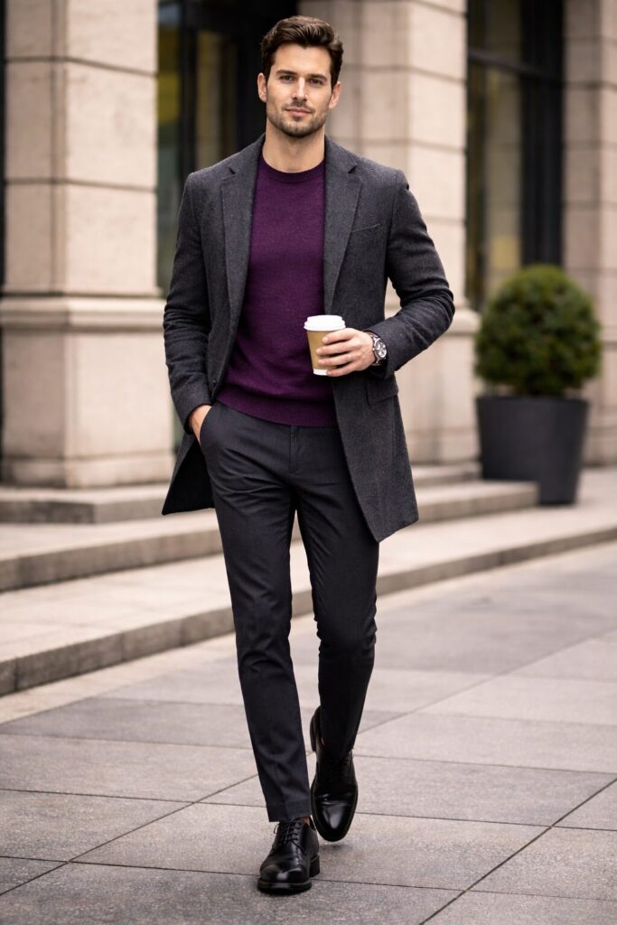 Grau und Violett für moderne Outfits