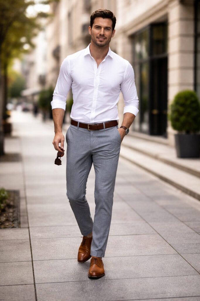 Grau und Weiß kombinieren beim Männer-Outfit