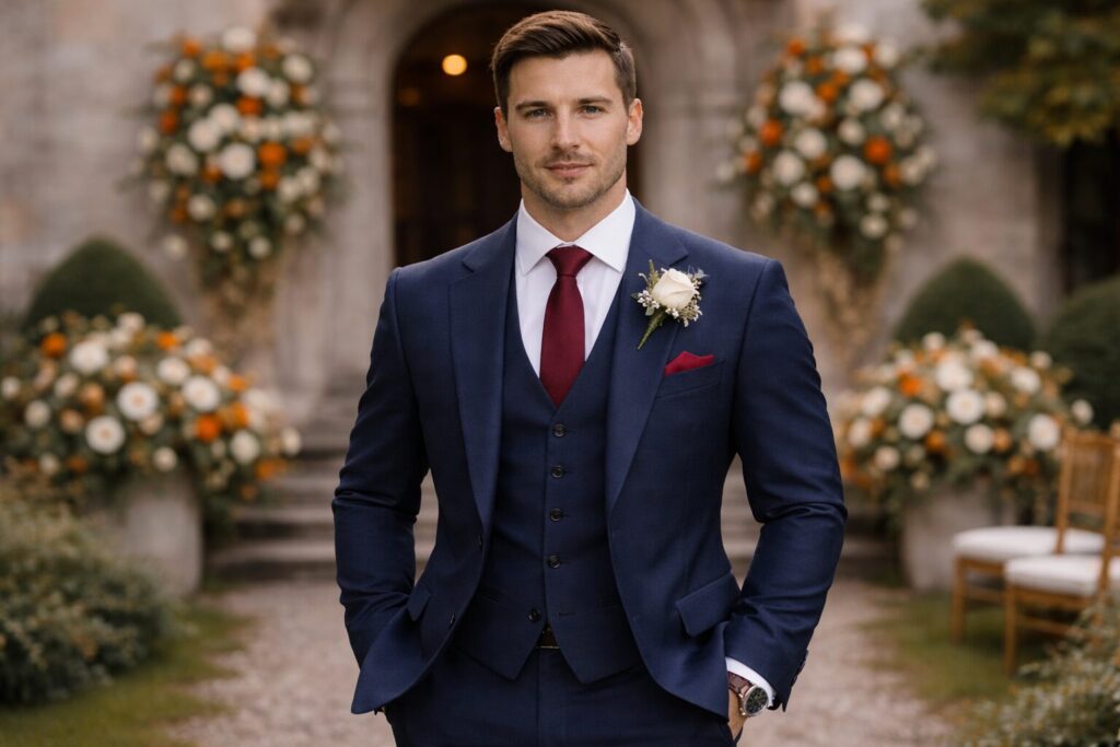 Hochzeitsanzug in Akzentfarben