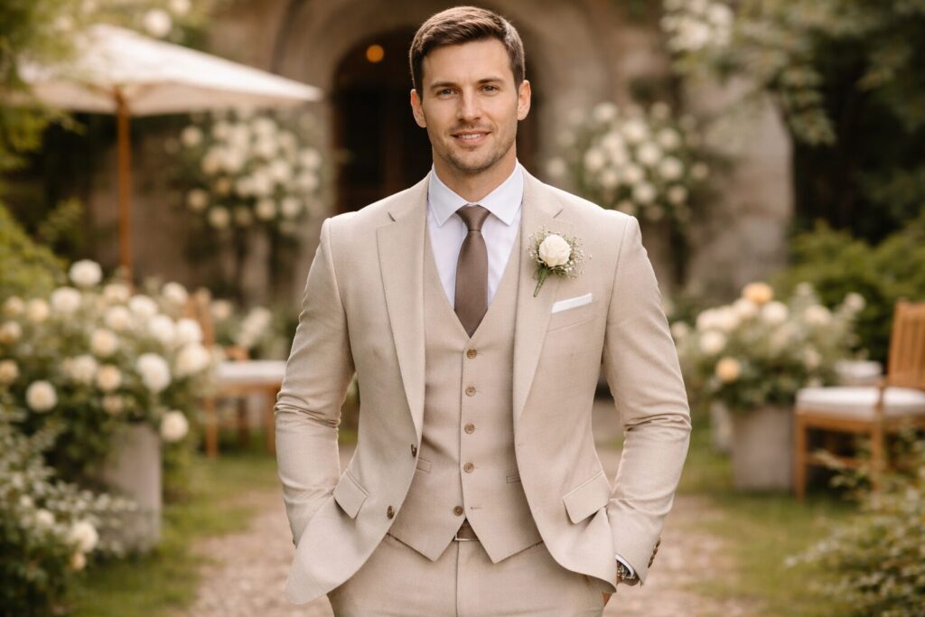 Hochzeitsanzug in hellen Tönen